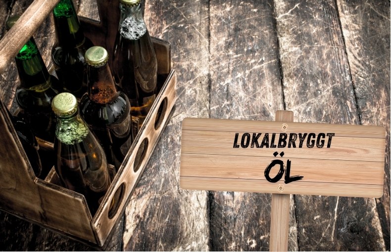 en låda med lokalbryggt öl